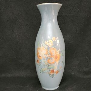 Japanese Floral Ceramic Vase with Orange Flowers